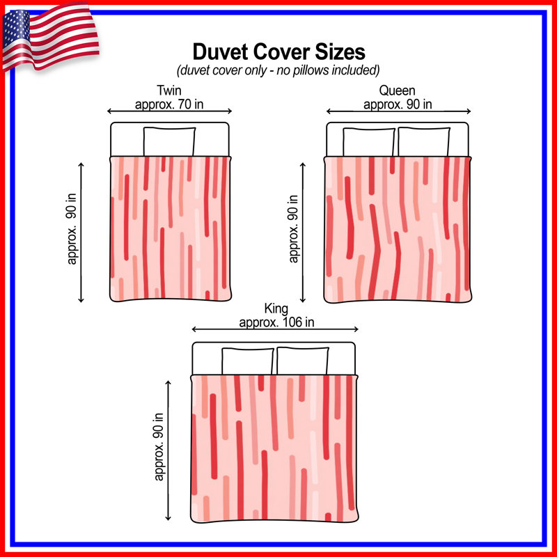 Red Stripes Bedding Pattern Duvet Cover Modern, Queen