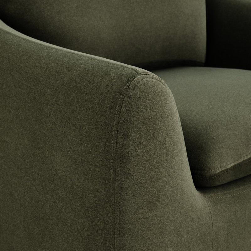 Fauteuil moderne rembourré Elodie, Velours forêt Vesper
