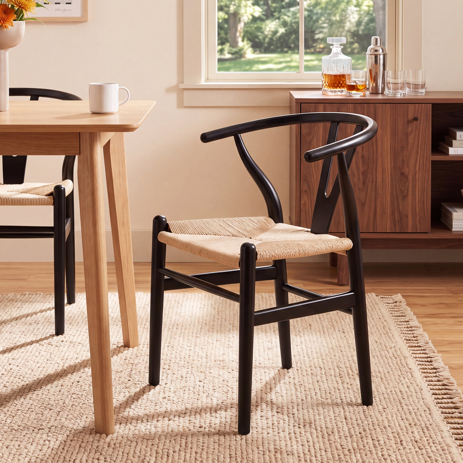 Margo Dining Armchair, Black/Beige