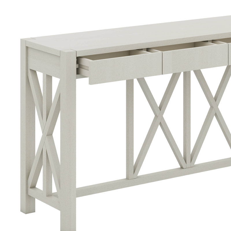 Console avec 4 tiroirs spacieux et rangement ouvert, Beige