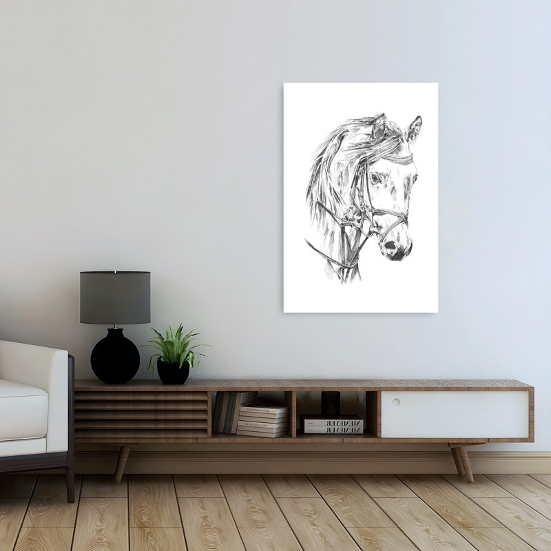 Portrait élégant de cheval, portrait abstrait contemporain de cheval, impression d'art mural en paysage, H 48 po x l 32 po