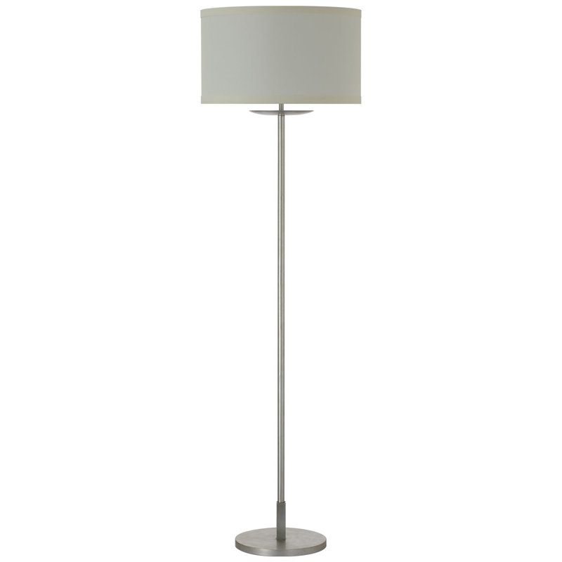 kate spade new york Walker 58" Cordless Floor Lamp with Linen Shade, Burnished Silver Leaf, White