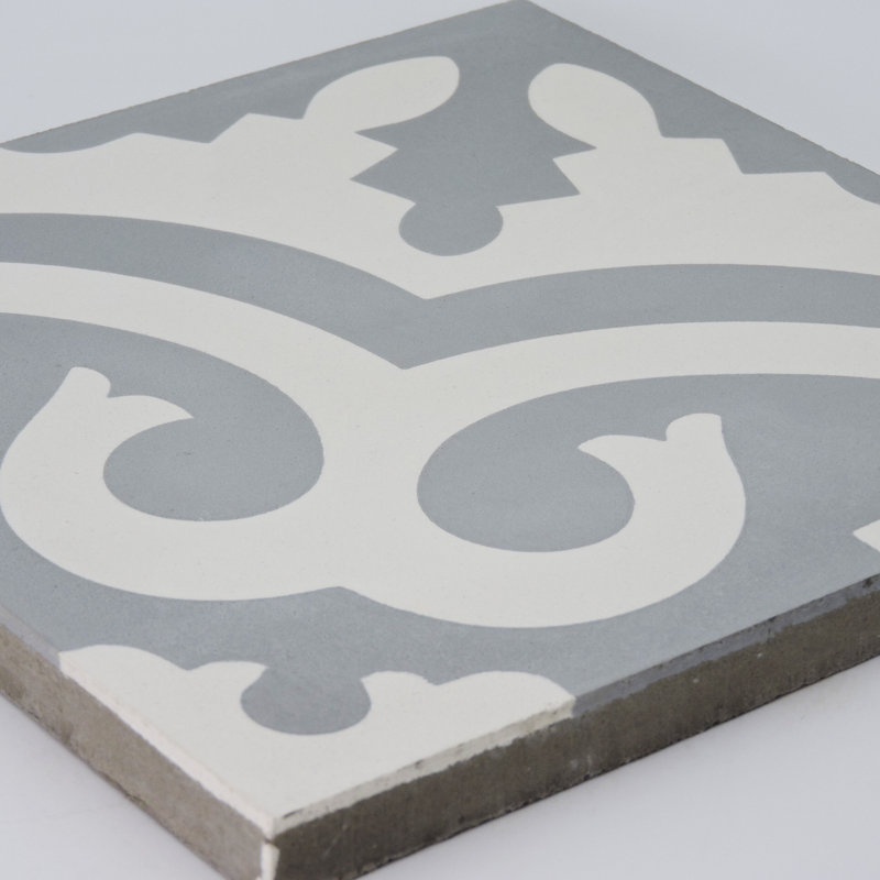 Tanger 8" x 8" Cement Patterned Wall & Floor Tile, Gray/White