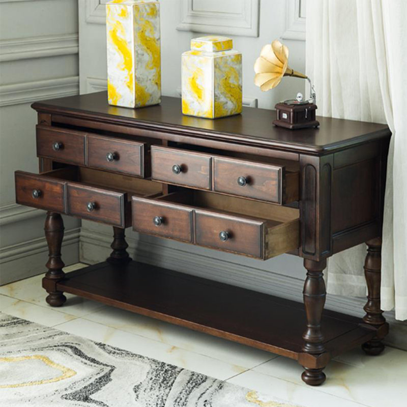 Console rétro en bois massif multifonctionnel