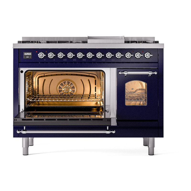 ILVE Nostalgie II 48 Dual Fuel Range , Midnight Blue/Chrome, Natural Gas