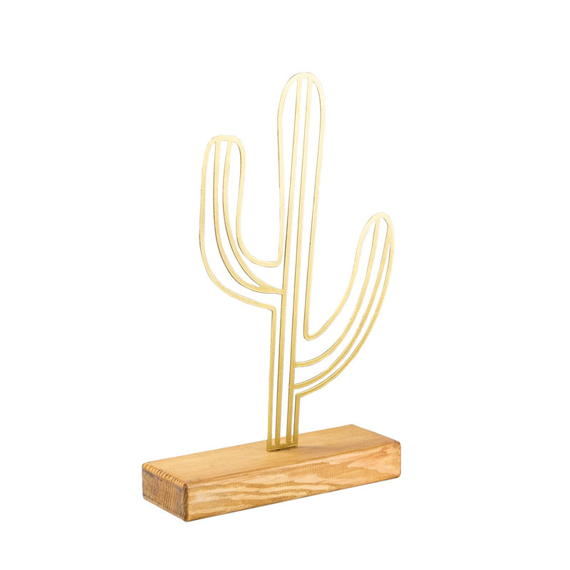 Elegant Decorative Object, Gold Finish | 100% Metal (Thickness: 0.06 in) with 100% Wood Base (Thickness: 1.6 in) | Dimensions: 8.7 x 16.1 x 1.6 inches | Unique Design, Ideal for Home Decor & Modern Interiors