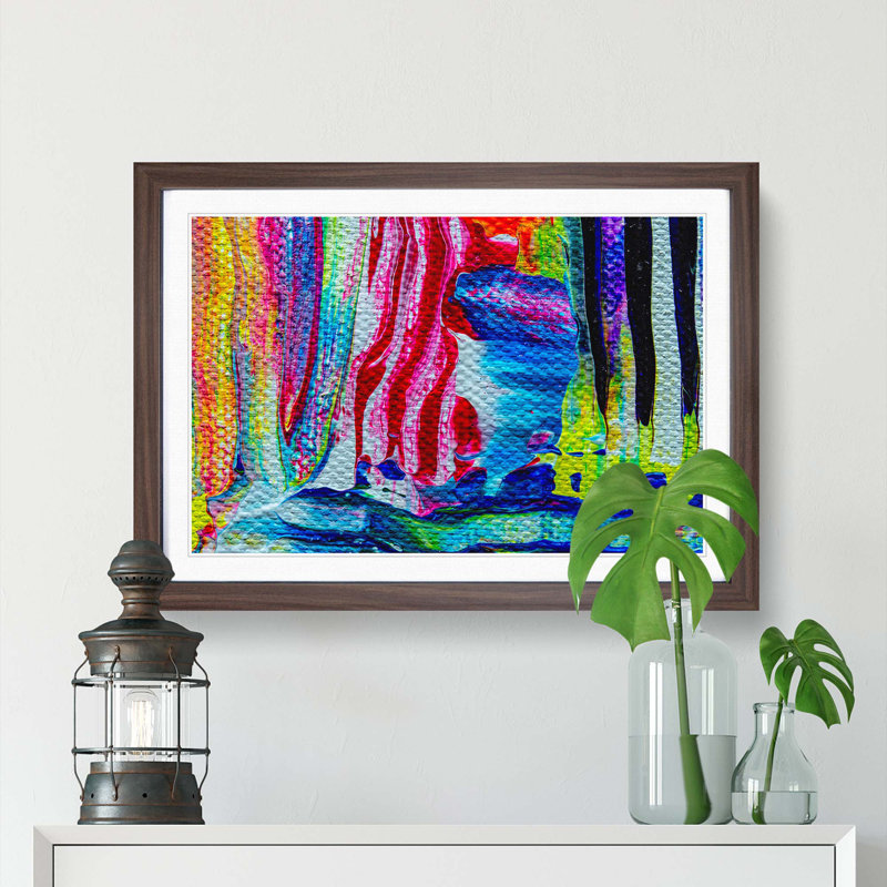 Abstract Art Painting Vol.363 by S.Johnson - Framed Print, 27cm H x 36cm W x 2cm D, Walnut Framed