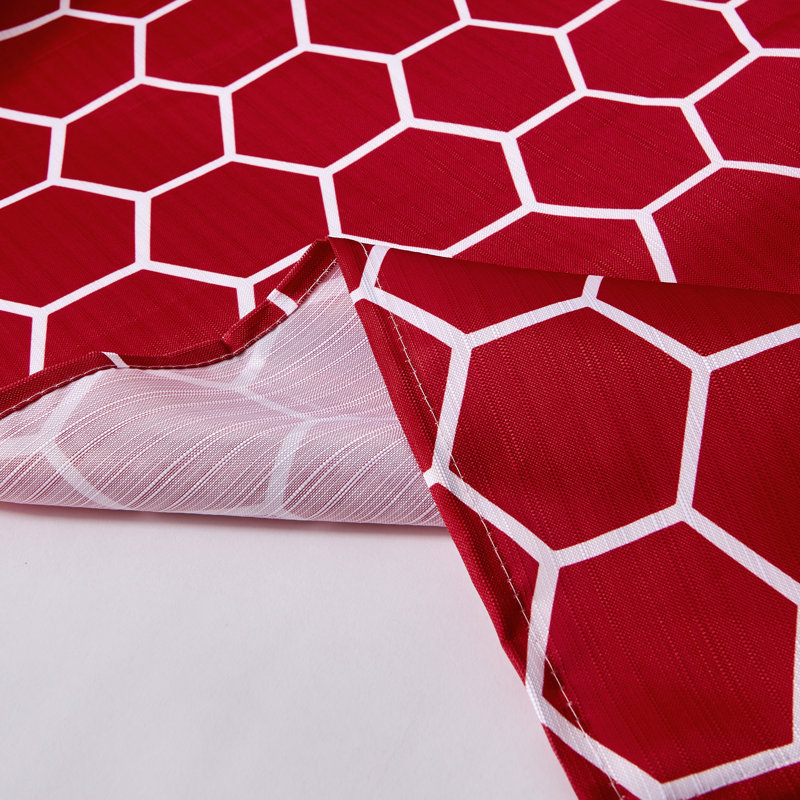 Geometric Shower Curtain with Hooks Included, Red