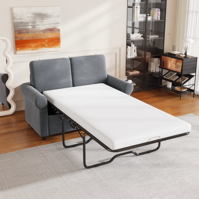 Canapé-lit escamotable avec canapé-lit et matelas simple, Velours gris