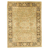 Hand Knotted Wool Oriental Area Rug in Light Green And Ivory