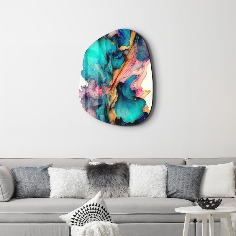 Wall Decor on Tempered Glass, 50" H x 65" W x 0.4" D