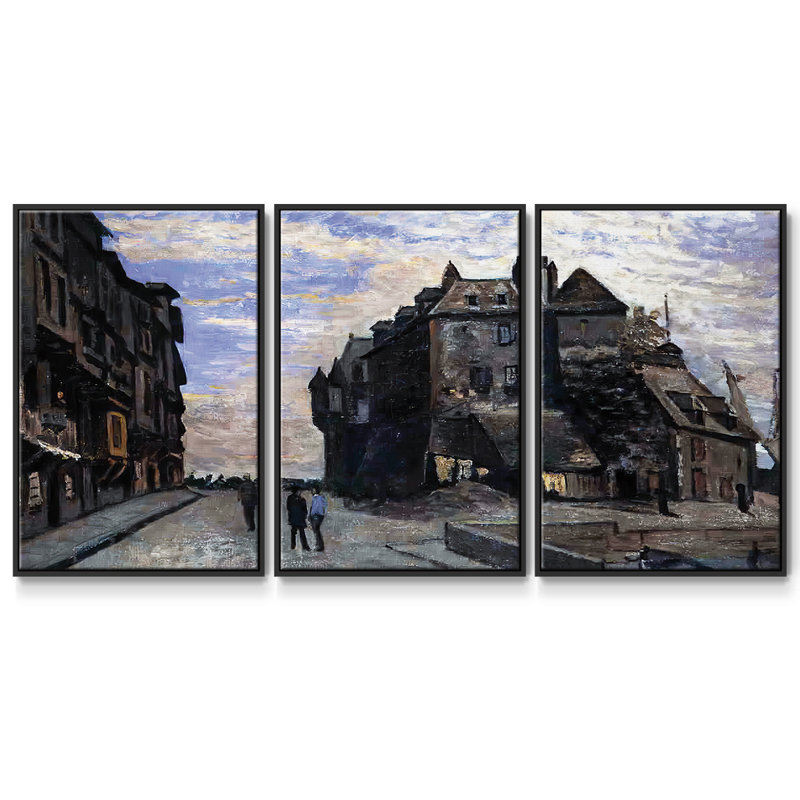 La Lieutenance à Honfleur, 1864, 3 pièces, H 24 po x l 48 po x P 2 po, Noir
