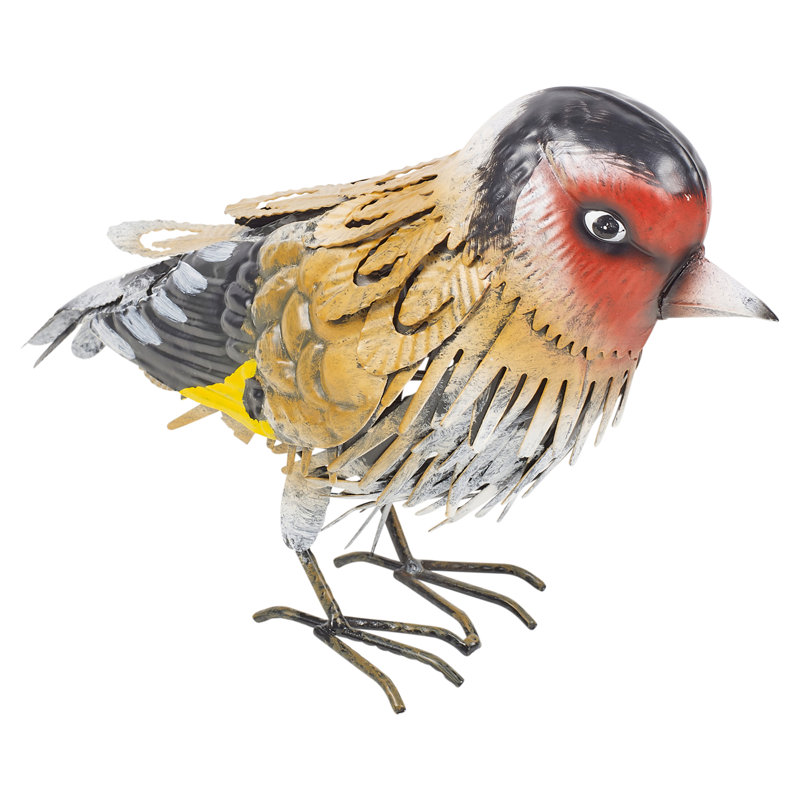 Harlsden Bird Metal Garden Statue, Red