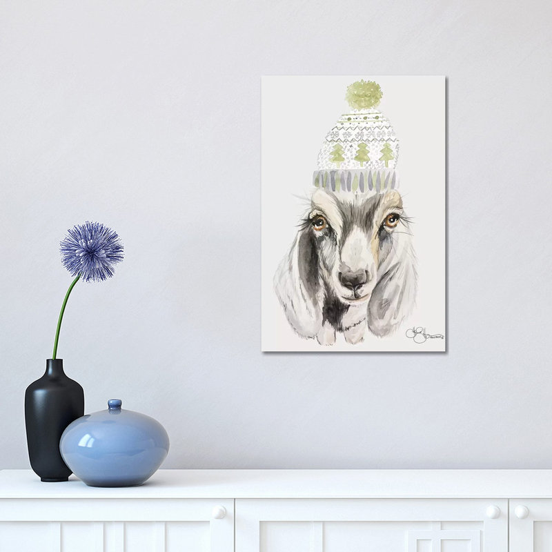 Cozy Goat by Hollihocks Art - Wrapped Canvas Print, 30.48 cm H x 45.72 cm W