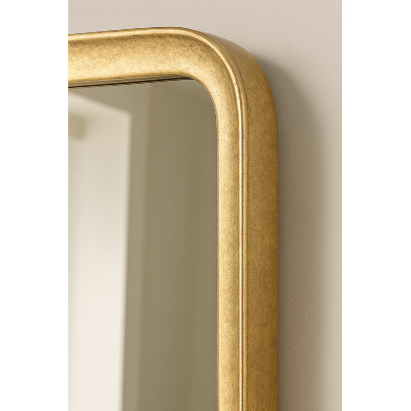 Miroir mural pleine grandeur en fer martelé à la main, finition feuille d'or, 14 po x 57,5 po