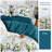 Lunaria Floral Duvet Cover Set – 100% Cotton, Green and Blue Botanical Print, Soft & Breathable Bedding, King-111460237