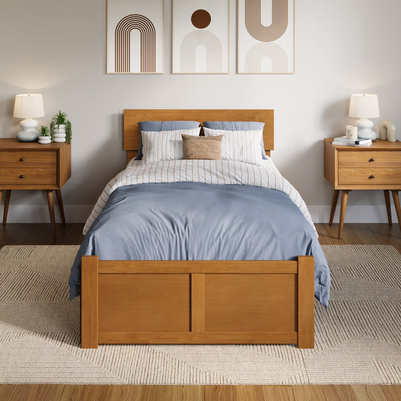 Orlando Solid Wood Platform Bed with Panel Footboard & Storage Drawers, Extra-long Twin