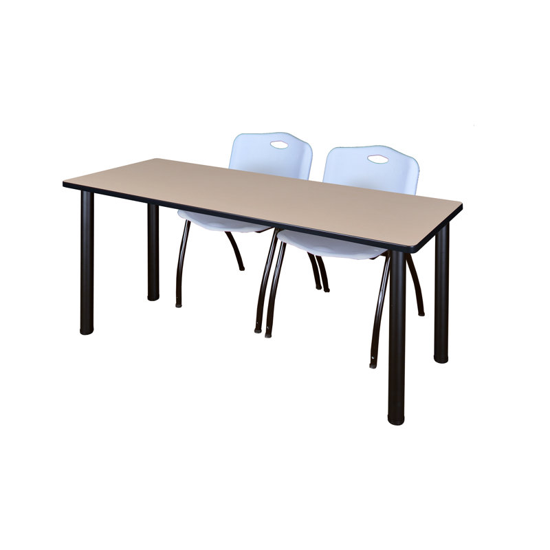 Plateau de table Regency Kee et chaises empilables 2 M, Noir, Érable, H 29 po x L 66 po x l 24 po