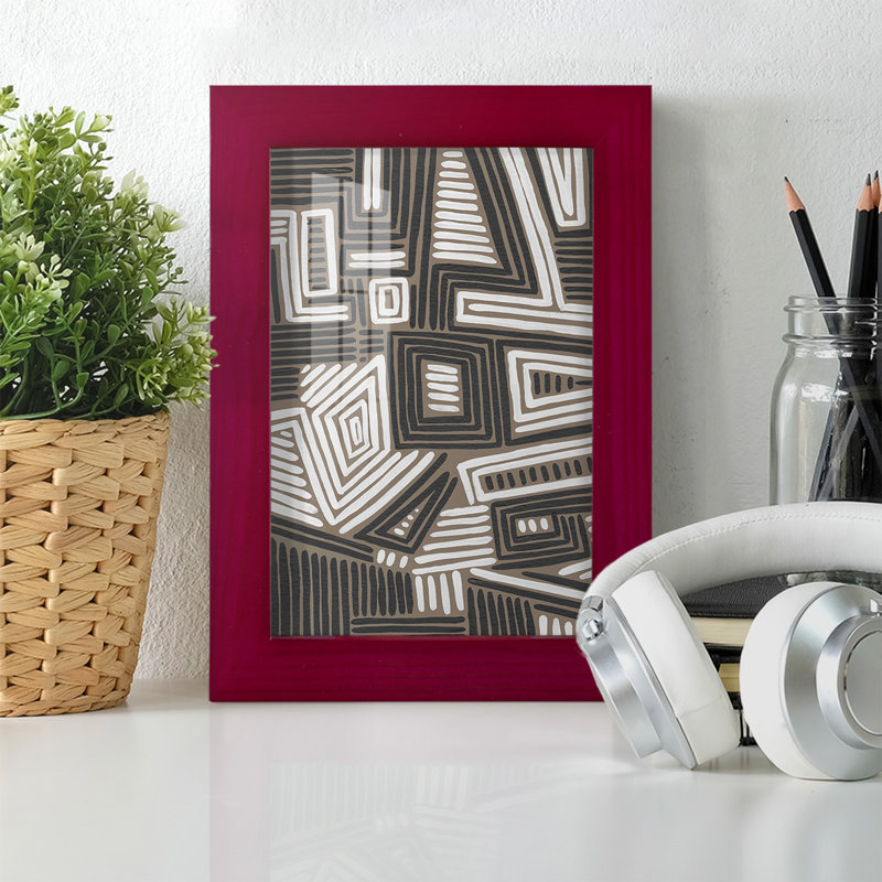 Reproduction d'un cadre photo simple Genuta Abstract Maze II, Rouge, H 6 po x l 4 po x P 1 po