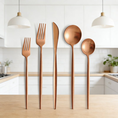 Ensemble de coutellerie en acier inoxydable 18/10 de qualité supérieure - Ensemble de 20 cuillères à fourchette robuste avec couteaux à steak et ustensiles à dessert pour une cuisine raffinée