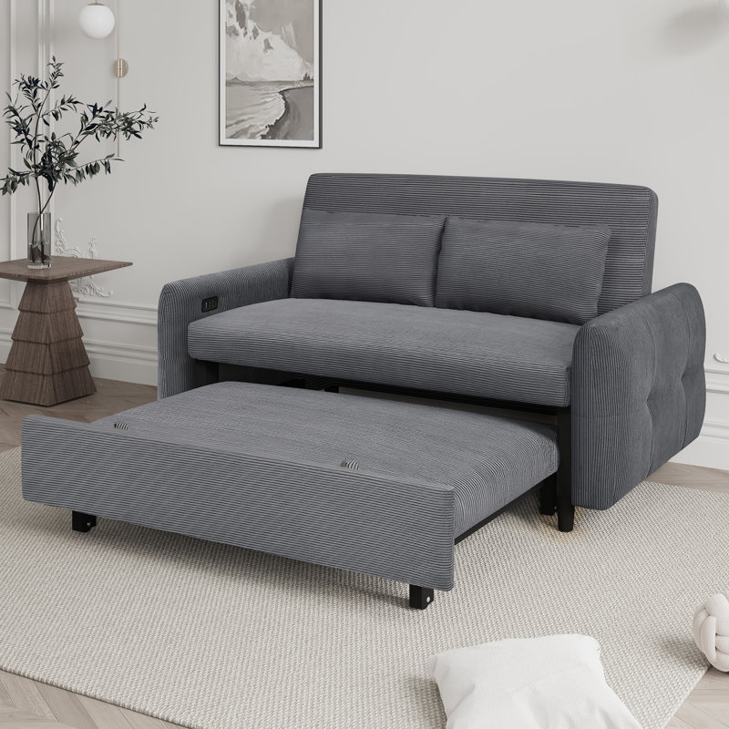 Velko 56.23'' Square Arms Loveseat, Dark Gray