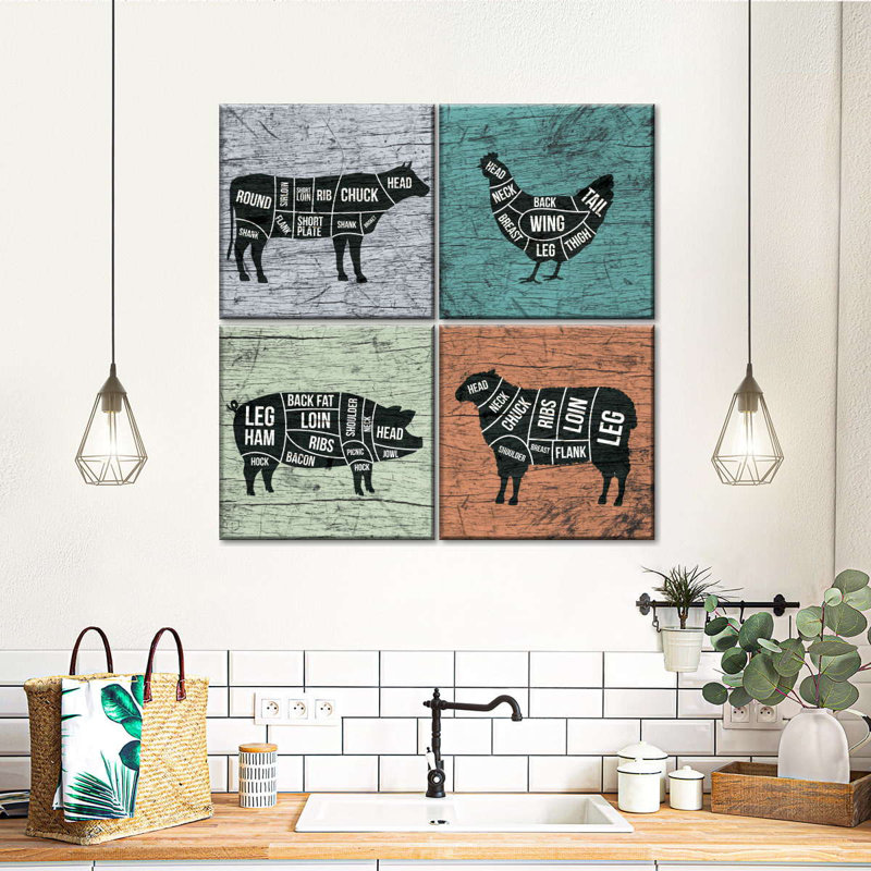 Ensemble de 4 planches de cuisine, H 18 po x l 18 po x P 1 po