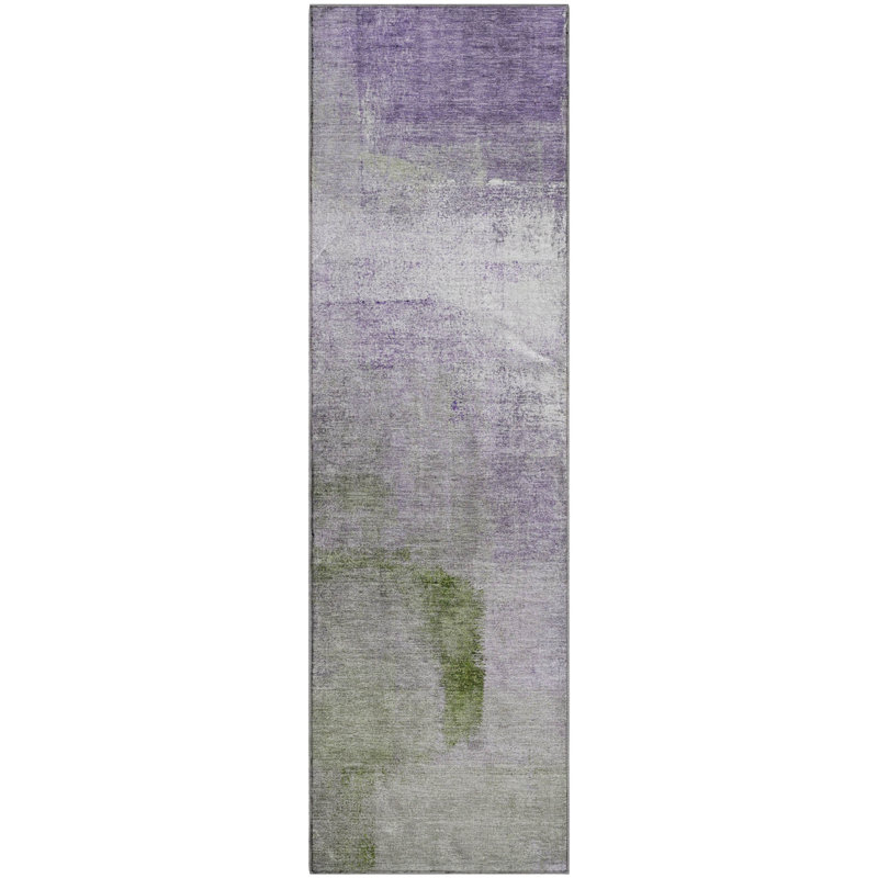 Premium Machine Washable Prisco Purple Rug, Runner 2'3" x 7'6"