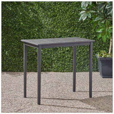 Outdoor Minimalist Acacia Wood Rectangle Bar Table - Dark Gray