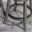 Tabouret de bar pivotant de 61 cm (24 po) en tissu anthracite avec revêtement extérieur gris vieilli - Élégant avec dossier à lattes gris et siège confortable