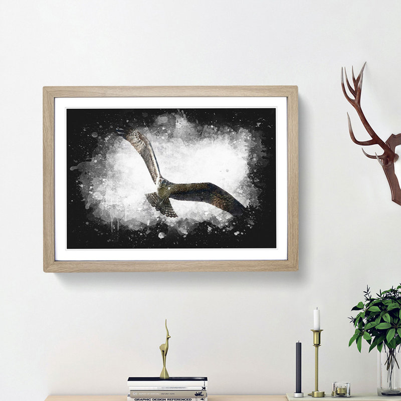 Osprey Bird - Picture Frame Graphic Art Print, Oak Framed, 24cm H x 33cm W x 2cm D