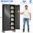 74.8"H Metal Garage Storage Cabinet Black with Wheels and 5 Adjustable Shelves-1637538466-1633159760