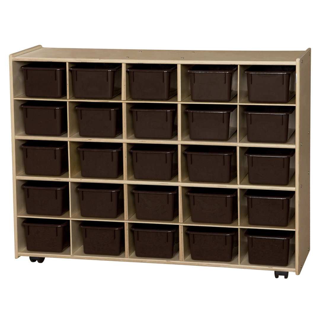 Contender 25 Compartment Cubby with Trays Wood Designs Bin