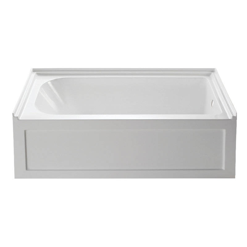 Baignoire alcôve rectangulaire en acrylique à 3 parois 60 pouces avec surface antidérapante Kingston, Oui