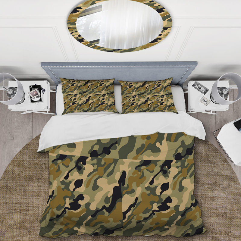 Ensemble de housse de couette en microfibre vert / brun 3 pièces