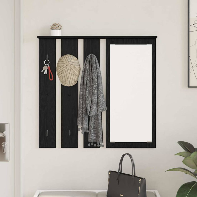 Wall-Mounted Coat Rack 84 X 10 X 80 Cm Engineered Wood, Black Oak