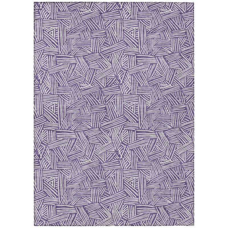Machine Washable Indoor/Outdoor Chantille ACN2648 Geometric Rug, 9' x 12', Purple