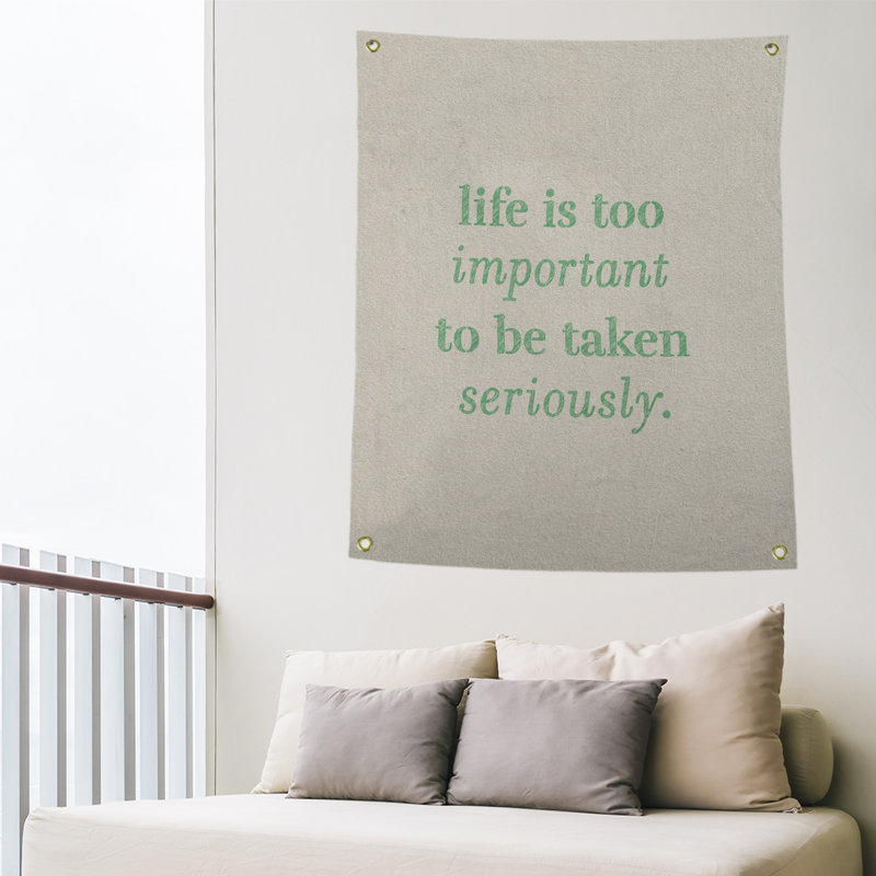 Tapisserie de levity et citation en polyester, H 36 po x l 26 po, Blanc / Vert