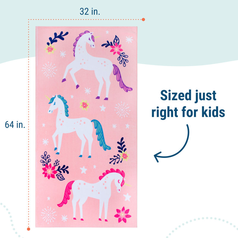 Serviette de plage pour enfants Wildkin - 100% coton, douce et absorbante, idéale pour la piscine et la plage - licornes magiques