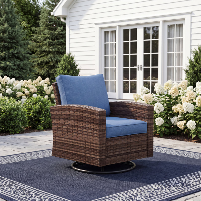 Chaise de patio d'extérieur en osier tissé à la main, Brun, Marine