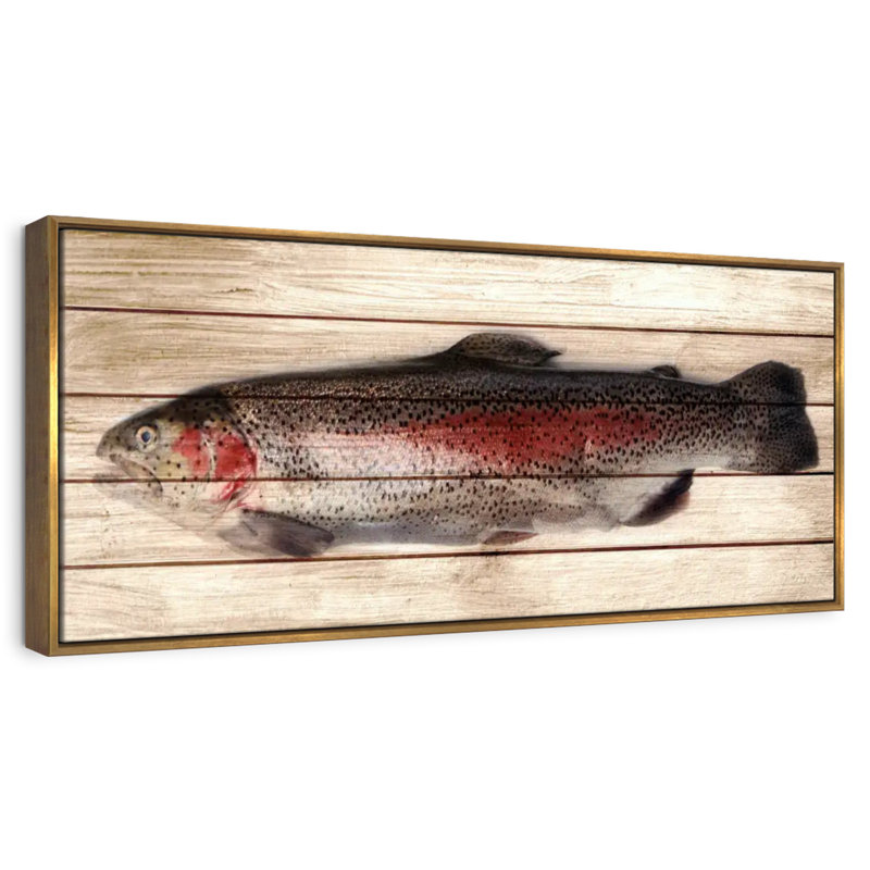 Trout, 46" X 16", Floating Frame Gold