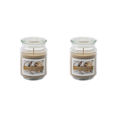 Haight 18 Oz Scented Jar With Glass Lid Bourbon Crème Latte - Set Of 2