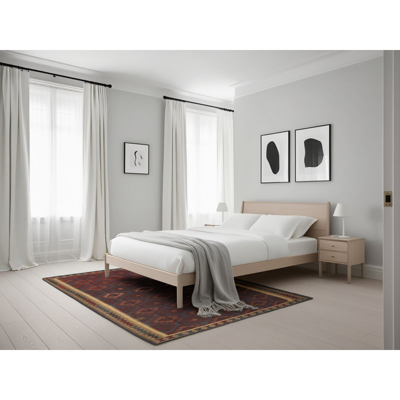 Tapis décoratif rouge de style sud-ouest Wrobel, Rectangle 5 pi x 7 pi