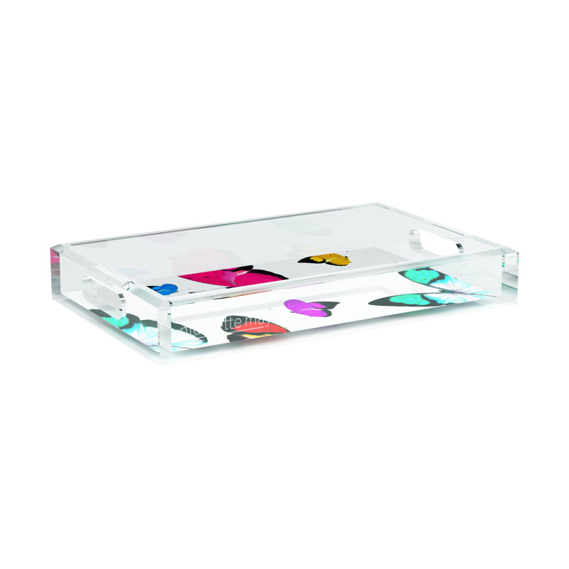 Butterflies Acrylic Rectangle Decorative Tray, 2" H x 12.5" W x 7.75" D, Original