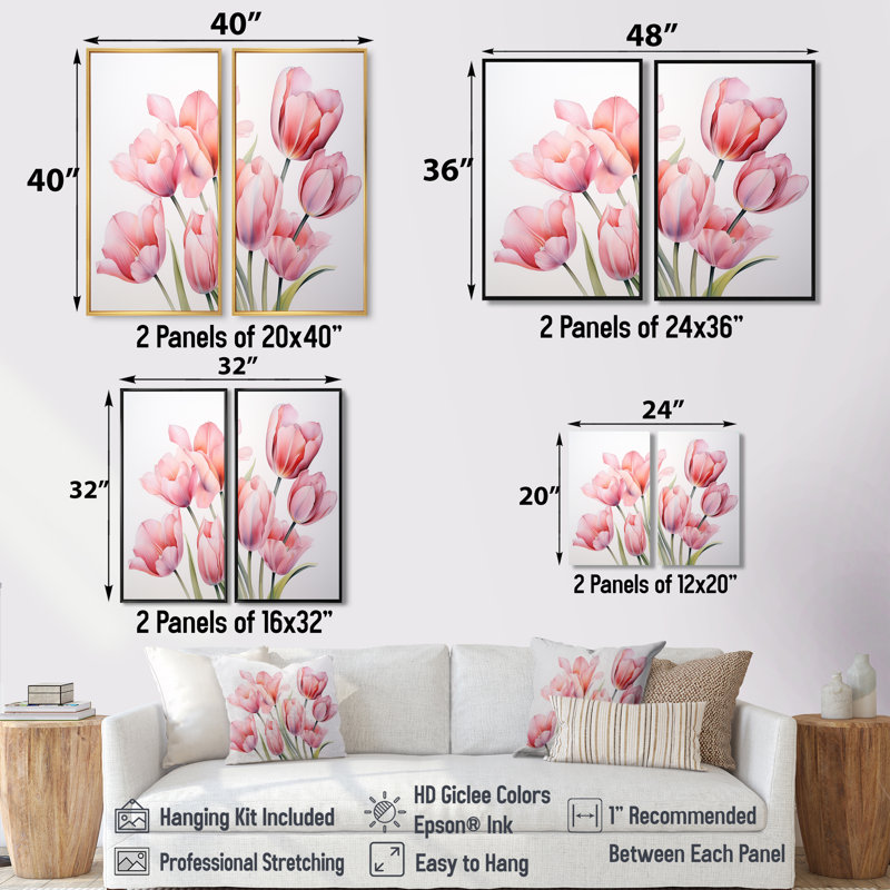 Tulipes, rêve minimaliste - art mural traditionnel, 20" H x 24" W, Brown, Impression encadrée flottante