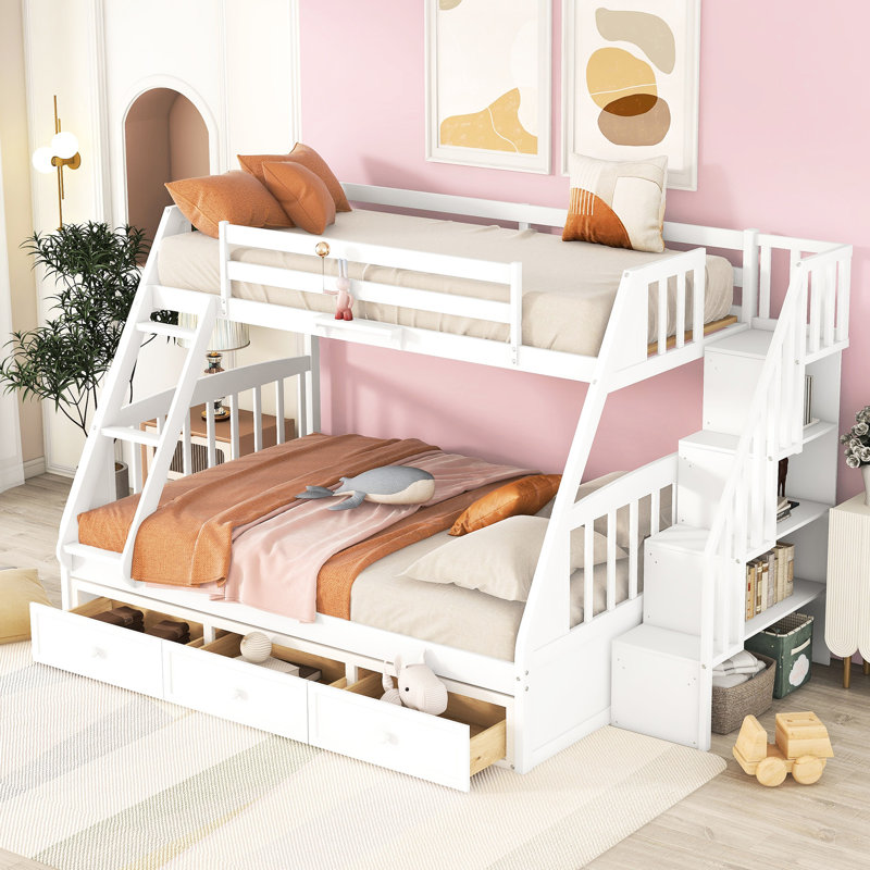 Lit superposé blanc avec lit double - Fournit un espace de rangement confortable et sécuritaire, conçu pour des années d'utilisation