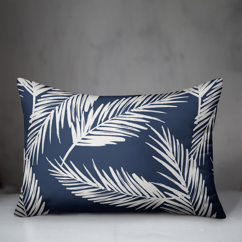 Nature Palm Rectangular Pillow Cover & Insert, Navy