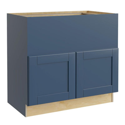 Gallery Express Haven Plywood Assembled 36 in W x 24 in D x 34.5 in H Farm Sink Base Kitchen Cabinet with Soft Close in Navy