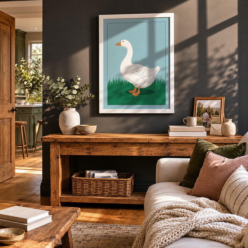 Standing Goose Modern - Print, A3 - 42.0 x 29.7 cm, White