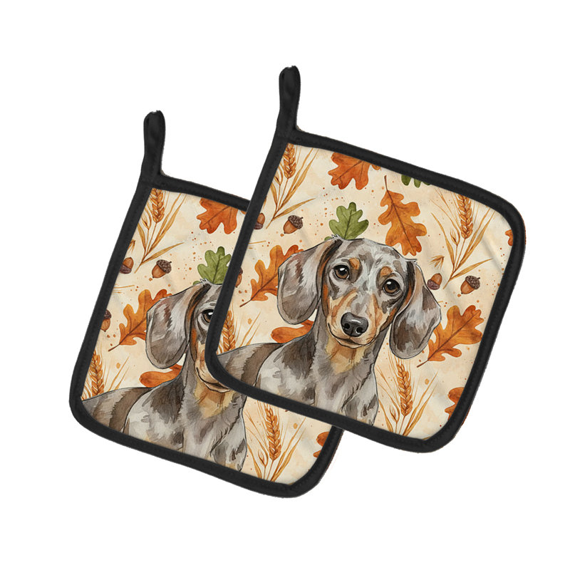 Paire de porte-casseroles Dapple Dachshund Heirloom Fall