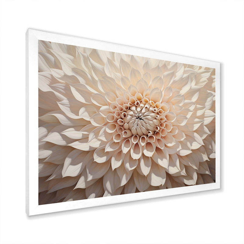 Minimalisme beige Dahlia II sur toile, H 34 po x l 44 po x P 1,5 po, Cadre simple blanc